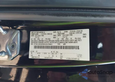 2017 Ford Escape Se из США, поврежденный, VIN 1FMCU9GD9HUA15661